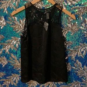 H&M Black Satin Lace Blouse